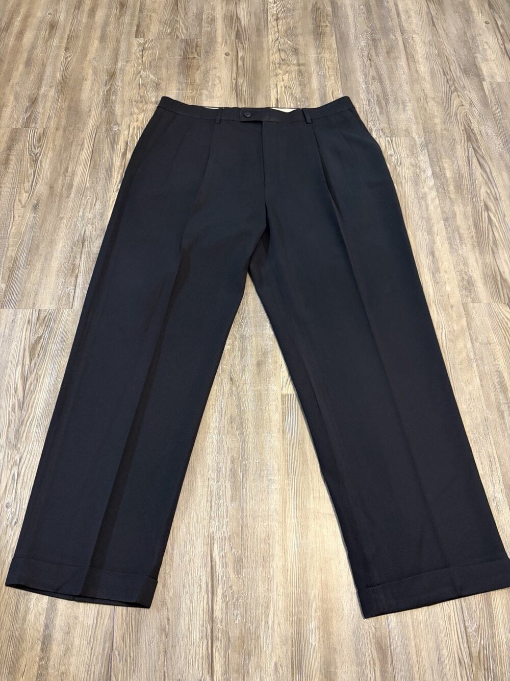 Alan Flusser Golf Dress Pants Men 36x30 Navy Pleated Cuffed Career